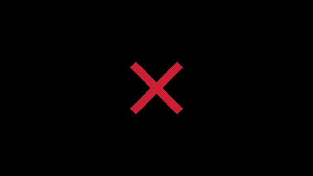 Animated red X mark appearing with draw line effect on transparent background. Ideal for tutorials, explainer videos, annotations, and creative motion graphics.