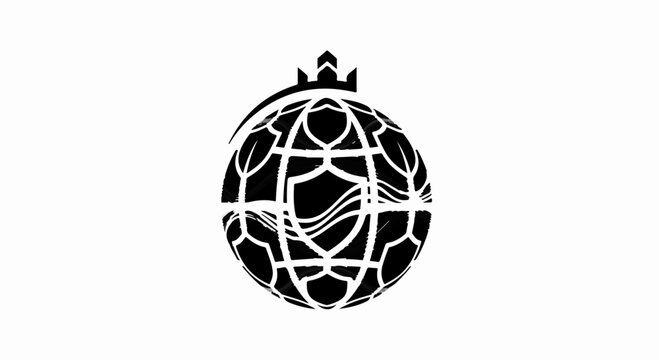Global shield emblem with crown, symbolizing protection and authority