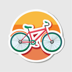 Fototapeta premium Stylized Red Bicycle Illustration with Sunset Background