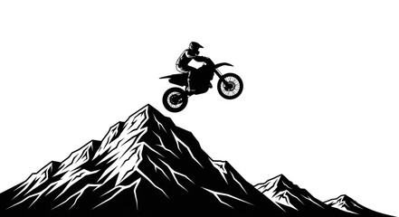 Daring Off-Road ATV Jump Over Mountain Peak. © wiwit