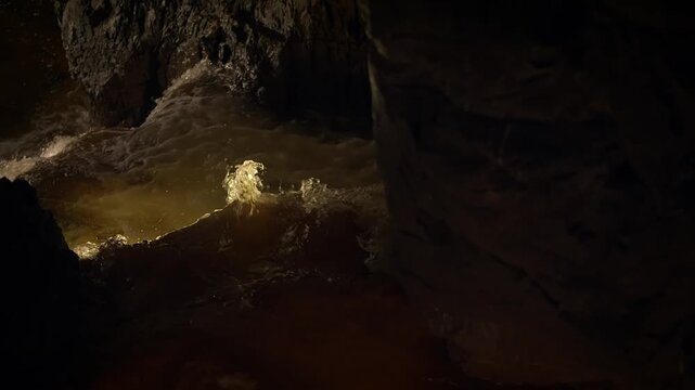 cave in the cave with stone rocks walls background