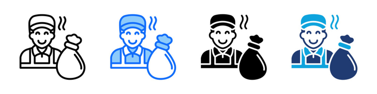 Trash Collector Icon Set Multi Style Vector Illustration