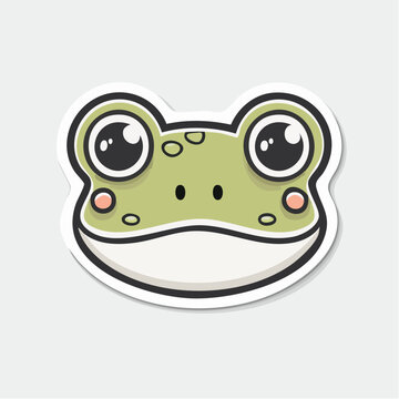 Cute cartoon frog face sticker