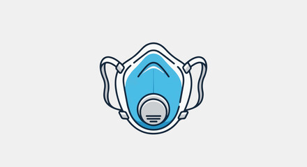 Obraz premium Flat illustration of a blue respirator mask with a valve
