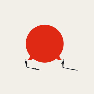 A minimal vector concept illustration of business communication. Speech bubble representing corporate negotiation and professional agreement. Minimal illustration