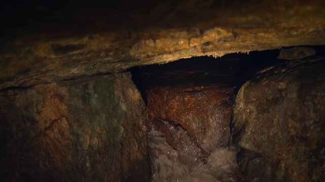 cave in the cave with stone rocks walls background