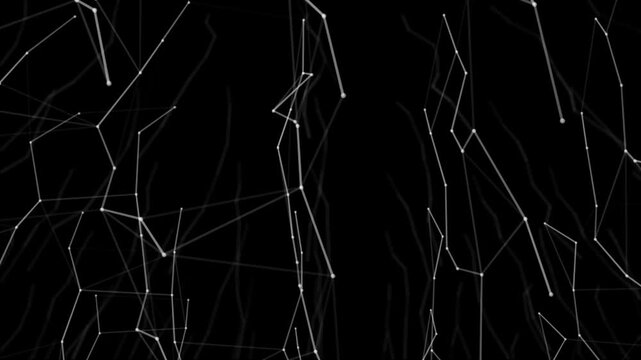 Digital Network Abstract: A captivating digital representation of a network, composed of interconnected lines and nodes against a dark backdrop, creating an abstract and intriguing visual.