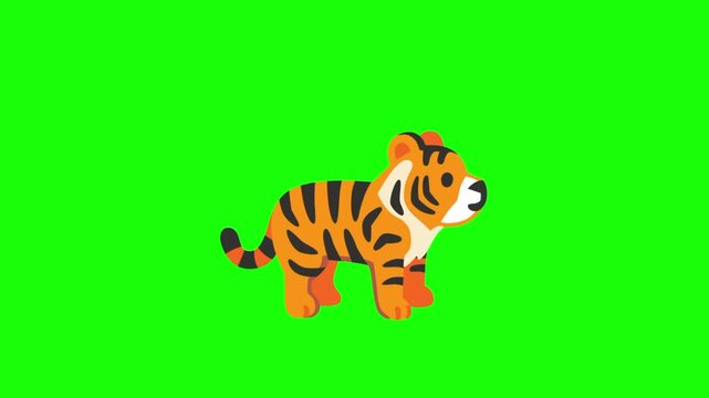 tiger vector illustration on green screen