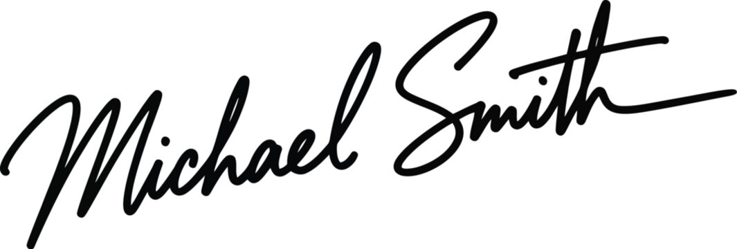 elegant handwritten signature of michael smith on white background for branding
