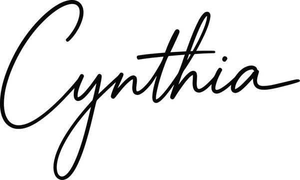 elegant handwritten signature of cynthia on white background for branding