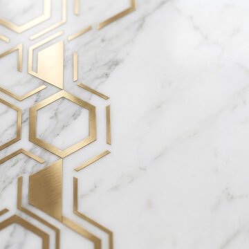 Marble gold geometric hexagon pattern luxury background