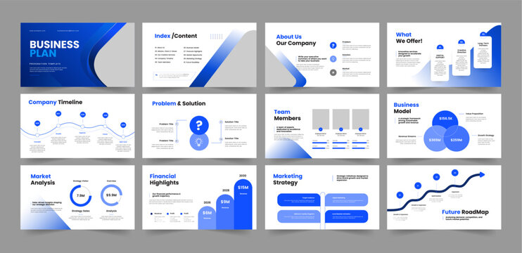 Business Plan Presentation Template, Pitch Deck Slides 