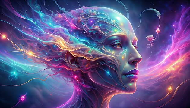 Cosmic consciousness and ethereal energy of the human mind.