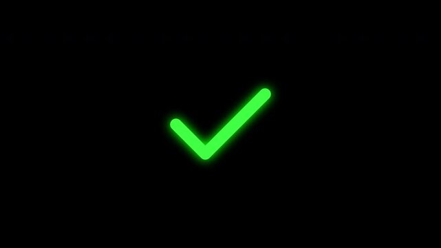Glowing Green Checkmark Animation Alpha Channel &ndash; Success Verified Symbol