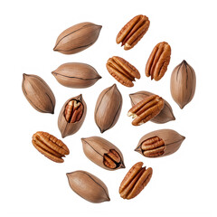 Obraz premium A collection of pecans scattered on a plain surface