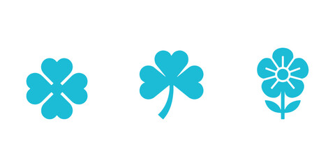 Fototapeta premium Flower emblem. A set of geometric clover bud symbols. Current abstract line compositions and graphic design elements.