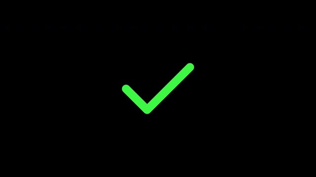 Dynamic green checkmark with bounce animation on transparent background. Ideal for interactive UI feedback, confirmations, and modern app animations.