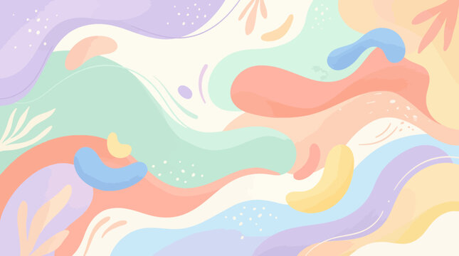 Abstract Pastel Waves and Organic Shapes Art Background