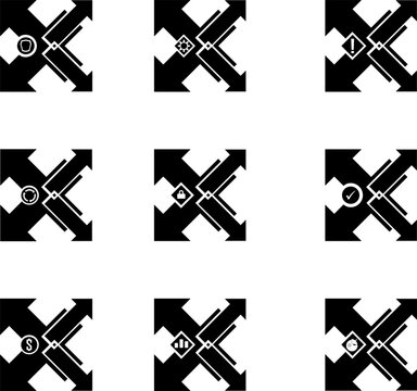Abstract Intersection Logo Set &ndash; Network Connection Icons for Technology and Digital System