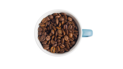 Fototapeta premium Coffee beans in coffee cup isolated on white background