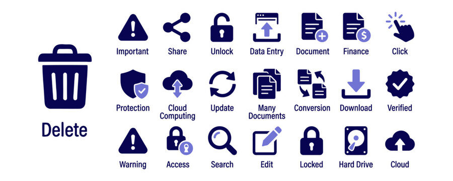 Minimalist Document Solid Icons Set
