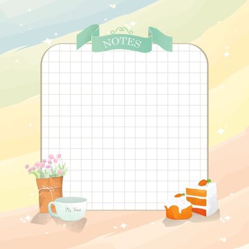 memo Paper stationary with Cake and Flowers watercolor