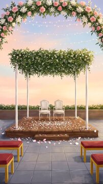 Wedding Invitation Stage with Mandap Blank Background Video