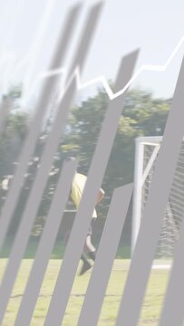 Vertical video: Soccer bib player entering box seeking goal, keeper holding, grey bars obscuring