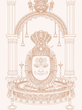 Lord Shiva and Parvati Hindu god Design Element. Sketch or Drawing of Shiva Parvati Outline Editable Vector Illustration