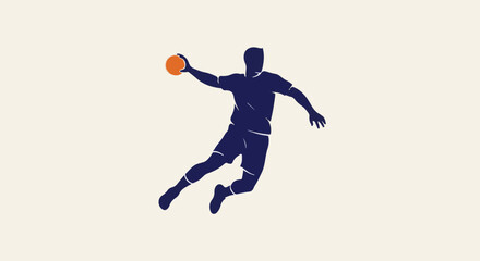 Obraz premium Stylized silhouette of a handball player mid-throw against a plain background