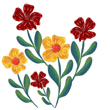 Spring flowers Beautiful flower collection of posters with roses, leaves, floral bouquets, flower compositions