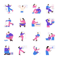 Fototapeta premium Pack of Education and Knowledge Flat Style Illustrations