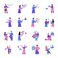 Fototapeta premium Pack of HR and Team Management Flat Style Illustrations