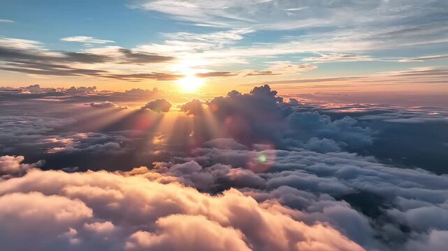 Sunrise above clouds for creative digital media and visual arts