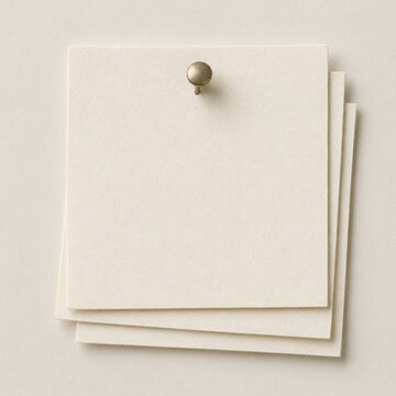 Stack of blank white paper sheets with a small brass thumbtack
