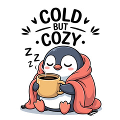 Cute Penguin Holding Coffee Mug 1. © haidan