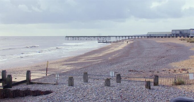 wide shot looking up South Beach with Claremont pier in background at Lowestoft