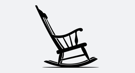 Rocking chair silhouette stands as a classic symbol of comfort and traditional home furniture design. © NGLARANGAN