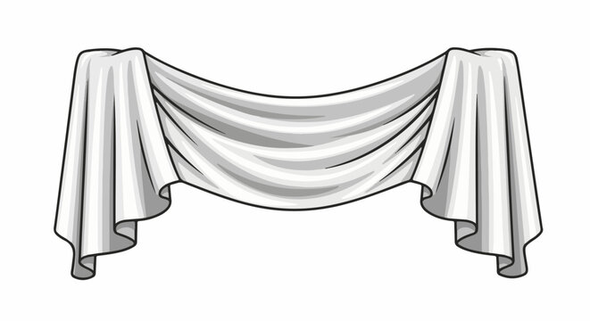 A draped white fabric illustration with soft folds and shadows