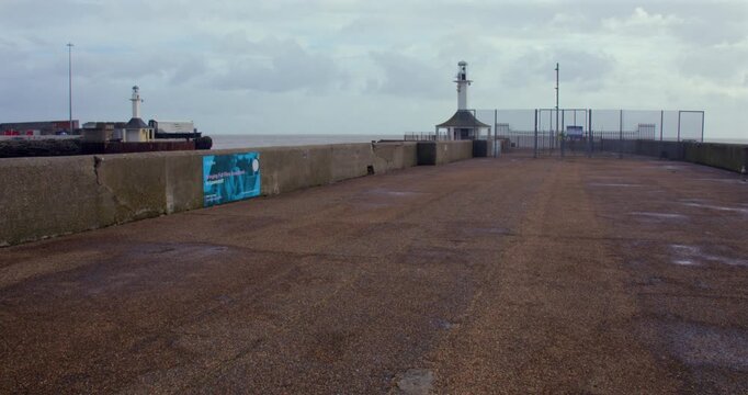 Extra wide shot looking up South pier at Lowestoft