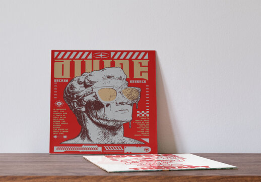 Mockup Template for two Vinyl Record Jackets on Table