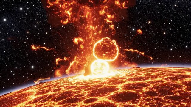 Explosion on a fiery planet emphasizing high-end commercial value and versatility