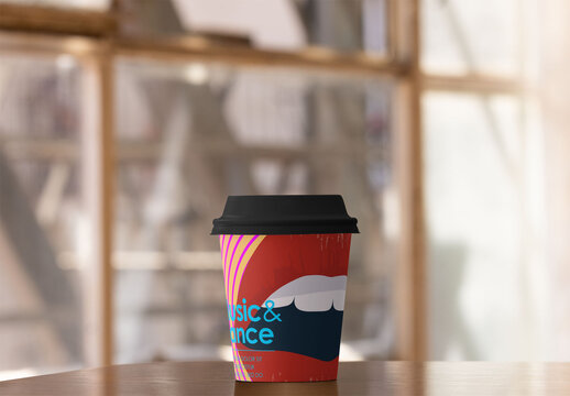 Mockup Design of a Take Away Cup with lid