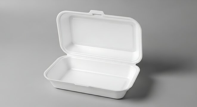 Empty white styrofoam takeout container