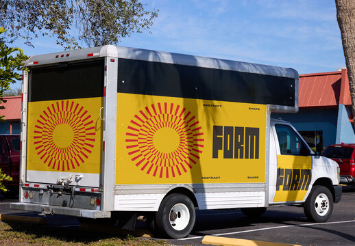Mockup of a Delivery truck in Florida, USA.