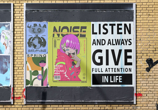 Urban Poster Mockup on Brick Wall Surface in Los Angeles.
