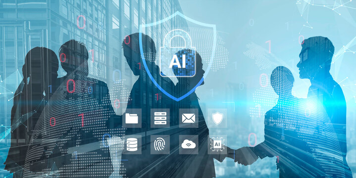 This image showcases a business partnership focused on data security and AI technology. It highlights the importance of collaboration, innovation, and trust in a digital age. Cyphers