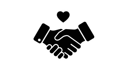 Obraz premium Black Handshake Icon with Heart Symbol Above