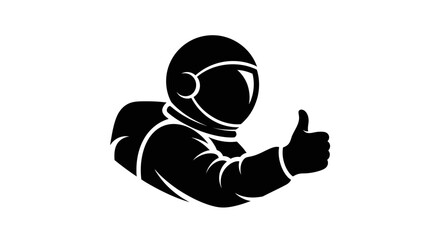 Black Astronaut Silhouette Giving Thumbs Up Gesture © labubu