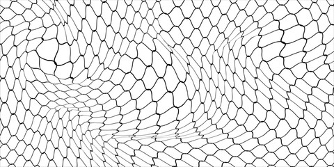 Fishing or soccer net. Repeated hexagon pattern. Black wired mesh texture isolated on white background. Metallic or fabric fence, cage or lattice structure. Vector graphic Illustration. © Alfi